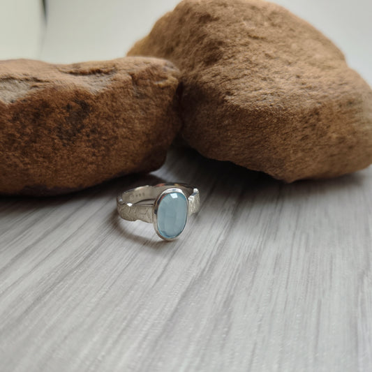 Chalcedony Ring in Textured Sterling Silver