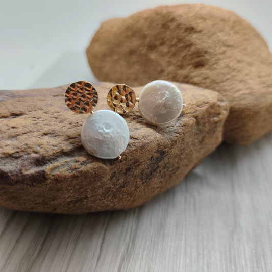 Coin Pearl Drops for Gold Stud Earrings