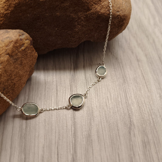 Triple Chalcedony Silver Necklace